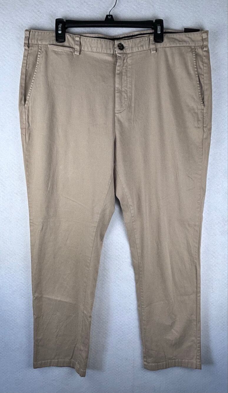 Johnston & Murphy Men’s Khaki Chino Pants Flat Front 40x32 Classic Casual Golf